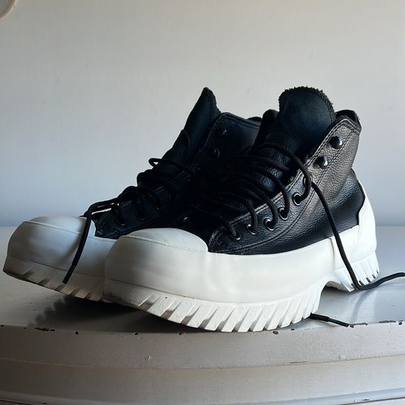 Converse Chuck Taylor All Star Lugged Mid Sneaker Boot Black & White Men Sz 10 - Picture 7 of 13